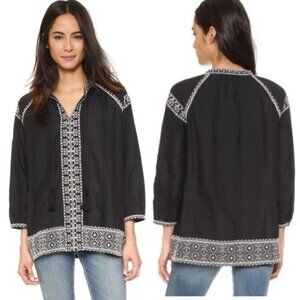 Madewell Camelia Boho Tassel Tunic Embroidered Top‎ Size XS Bohemian Peasant